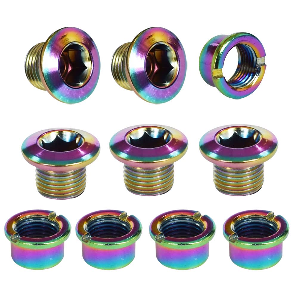 Lotatheta 5 pcs Single Chainring Bolts Screws Colorful Disc Crankset Nuts Chainwheel Fit for Road Bike Mountain Bike MTB