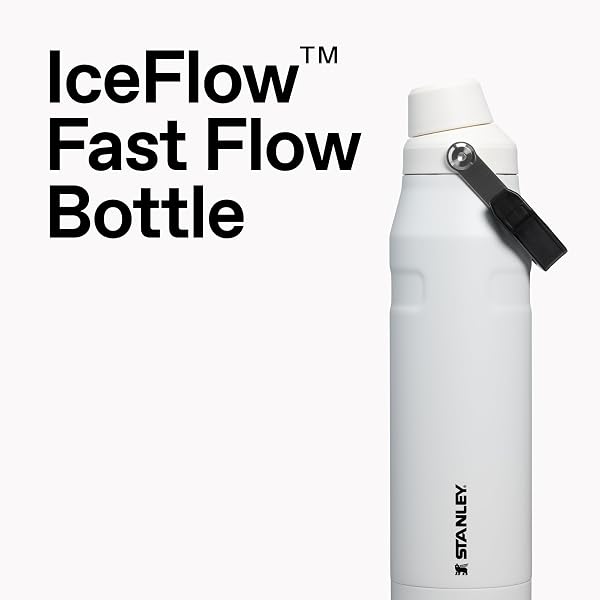 STANLEY ICEFLOW FAST FLOW WATER BOTTLE 24 OZ | ANGLED SPOUT LID | LIGHTWEIGHT AND LEAKPROOF FOR TRAVEL AND SPORTS | INSULATED STAINLESS STEEL | BPA-FREE | BLACK