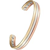 MagSølv Copper Magnetic Bracelets, 99% Pure Copper Bracelet for Women with 3500 Gauss, Adjustable Tricolor Gold Jewelry Gift