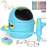 Drawing Robot for Kids with Card-Sensing Camera, 150 Learning Cards and 17 Colored Pens, Smart Painting Art Machine with Voice Guide for Boys Girls, Step-by-Step Auto Drawing for STEM Early Learning
