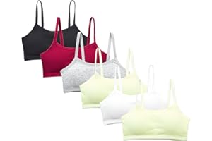 VeaRin 6 Pack Training Bras for Girls 30A 32A 34A,Pull On Wilreless Starter Bras for Teens Girls