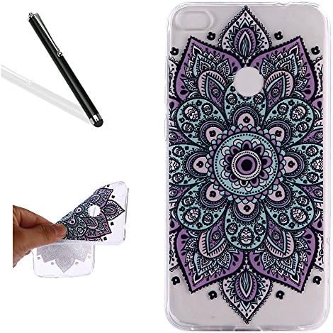 Case for Huawei P10 Lite,Clear Case for Huawei P10 Lite,Leecase Creative Transparent Purple Green Mandala Flower Flexible Ultra Thin Silicone Protective Case Cover for Huawei P10 Lite