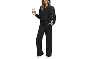 WIHOLL Women's 2 Piece Sets Sweatshirt Casual Travel Outfits Lounge Wide Leg Tracksuit Cozy Sweatsuits Fashion 2025