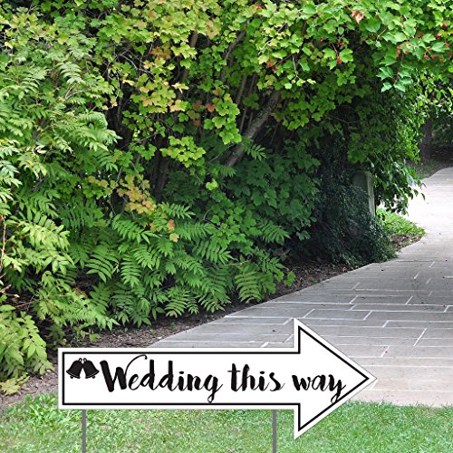 Wedding Directional Signs (2 pack) with 2 stakes per sign - 23"x9" - Corrugated Plastic
