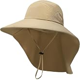 PFFY Sun Bucket Hats for Men Women UV Protection Sun Hat with Neck Flap | Wide Brim Waterproof Fishing Hat for Hiking, Travel, Gardening, Outdoor Camping Essentials, Packable Lightweight Sun Hats