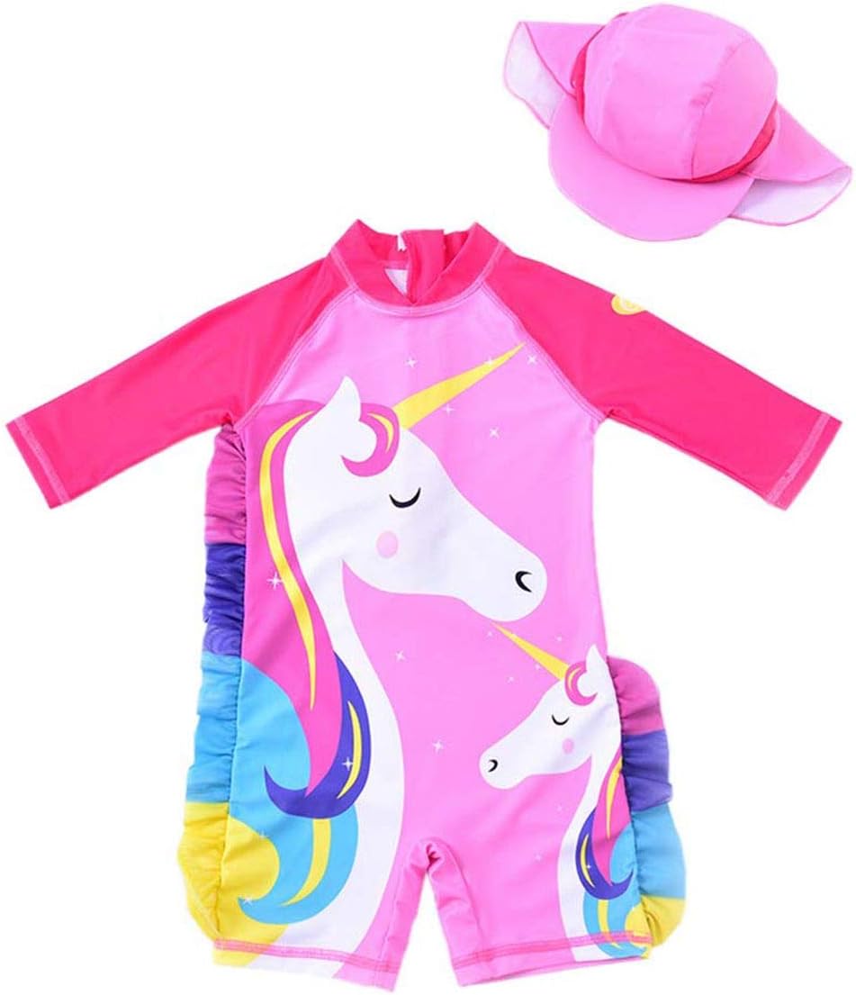 Baby Toddler Girls Unicorn Swimsuits One Piece Swimwear Bathing Suits Rash Guard UPF 50+