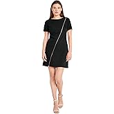 Donna Morgan Women's Short Sleeve Scuba Crepe Dress with Zipper Detail
