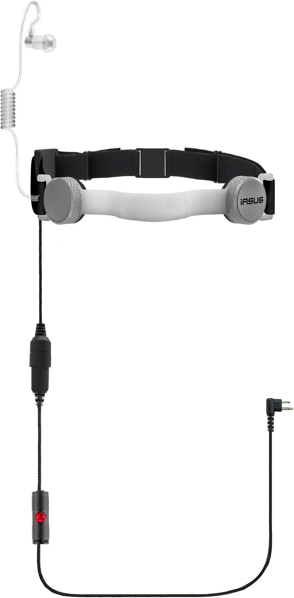 IASUS NT3-R Throat Mic with an Acoustic Coil Earpiece for 2 Pin Motorola Two Way Radios and Walkie Talkie with PTT Button