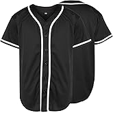 MESOSPERO Plain Button Down Blank Baseball Jersey Short Sleeve Hipster Hip Hop T Shirts