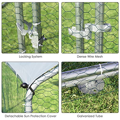 Giantex 26ft Large Metal Chicken Coop, Walkin Chicken Coops Run House