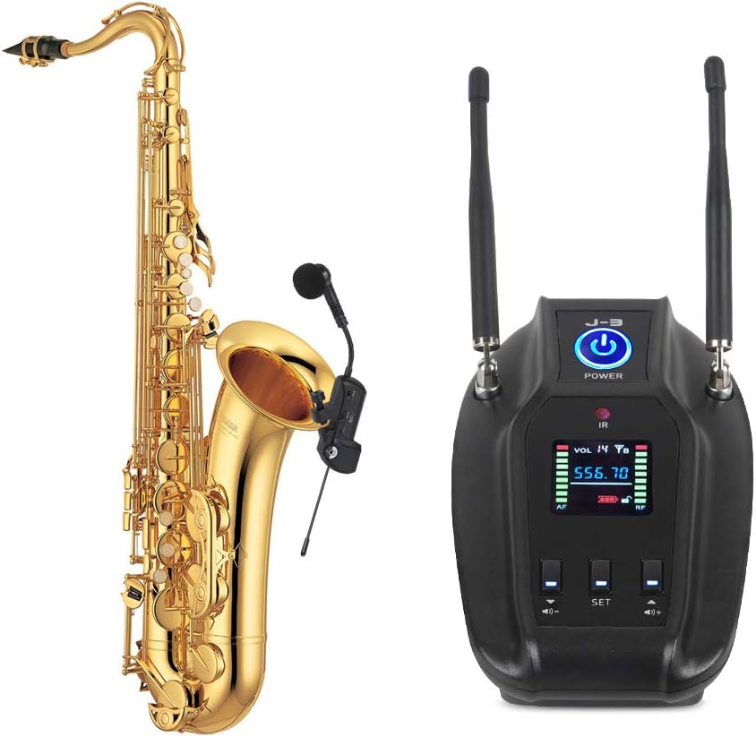 XTUGA J-3 Professional True Diversity UHF Instrument Microphone Wireless Transmission System for Saxophone Transmitter Receiver 492ft Transmission Range,Plug and Play: Home Audio & Theater