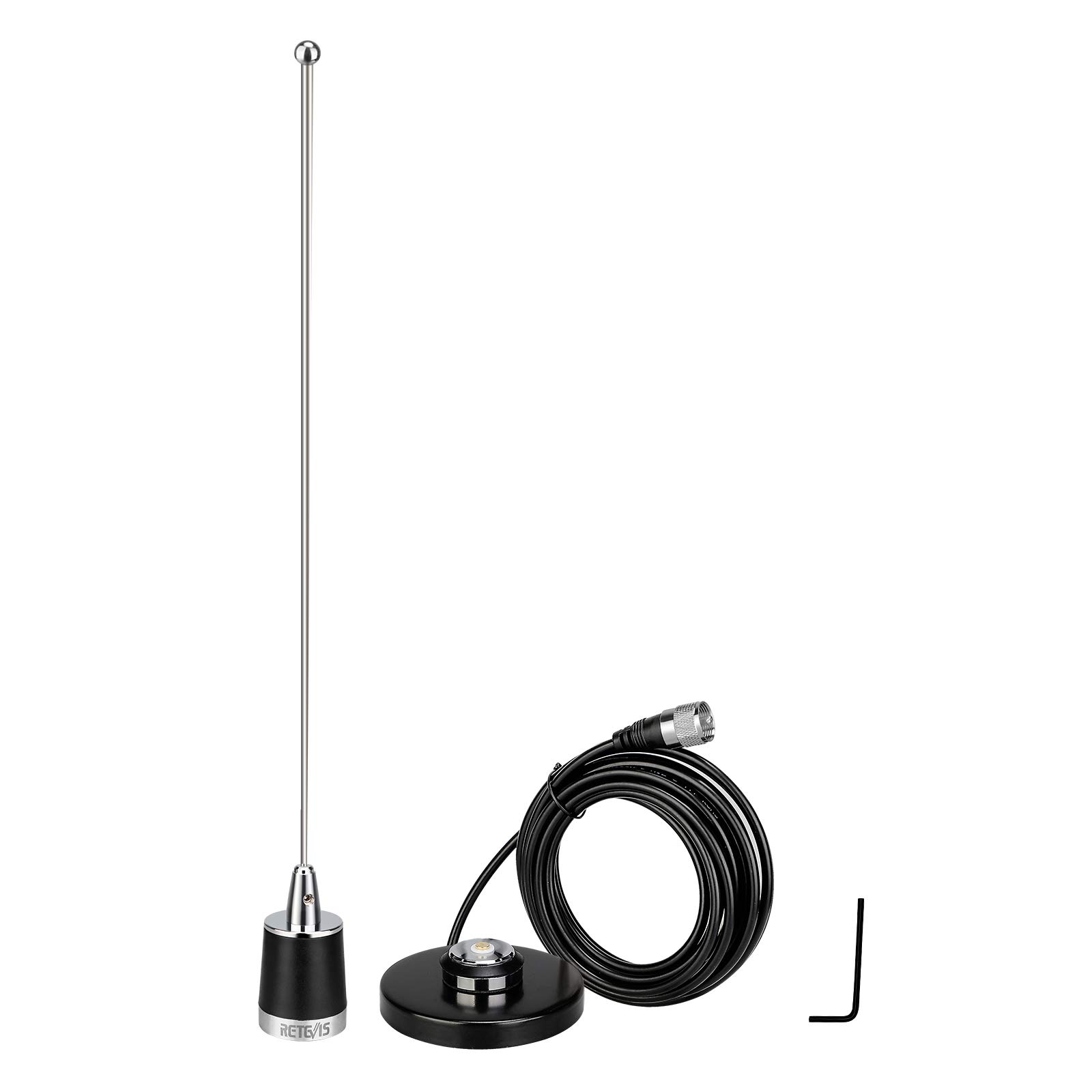 Retevis MR200 NMO Mobile Antenna 2 m/70 cm Dual Band VHF UHF Car Mobile Radio Antenna with Antenna Base and RG58 Cable Compatible with TYT Wouxun Kenwood Yaesu Retevis RT95 Car Radio Transceiver