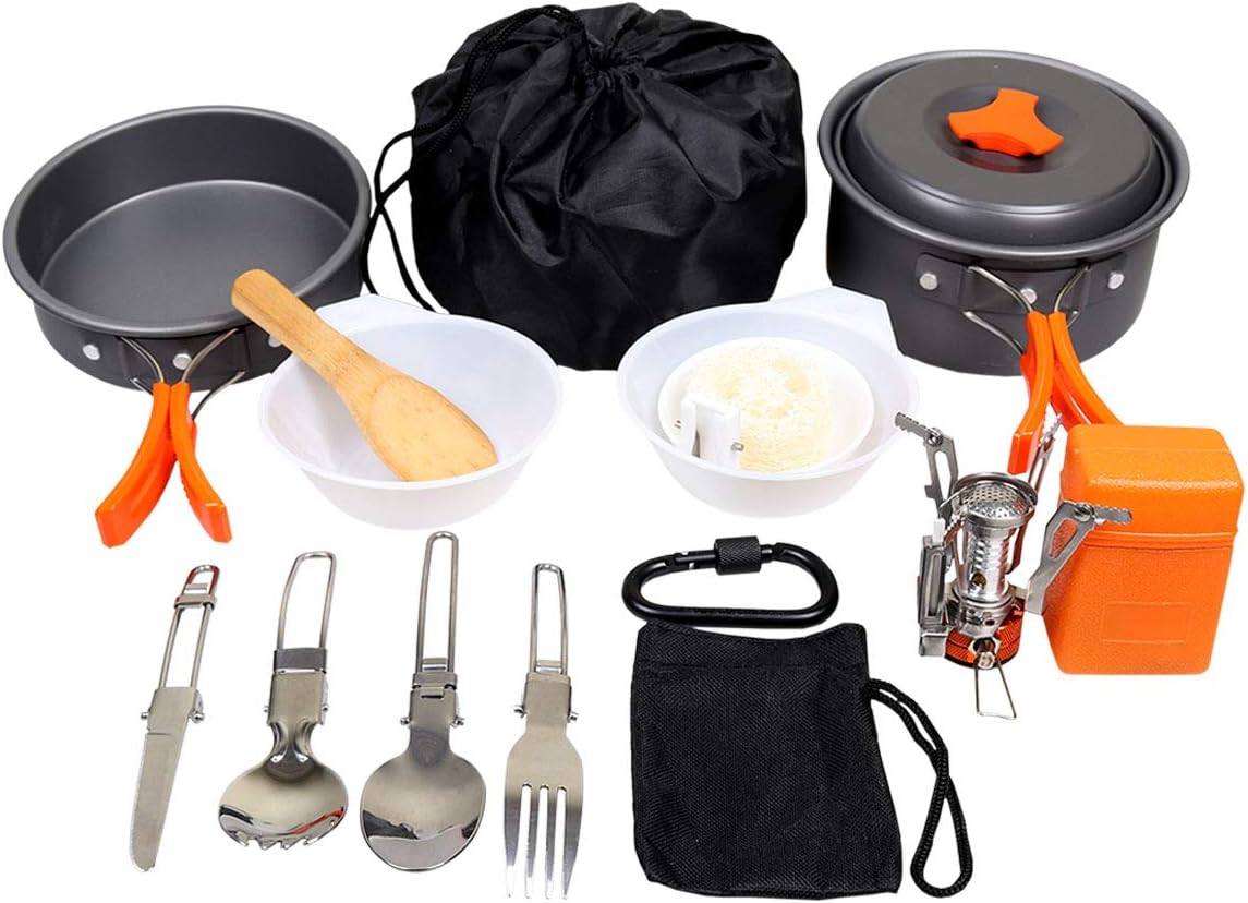 Goetland 16 Pcs Camping Cookware Set Mess Kit Backpacking Cookset