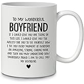 DOTAIN Love Sweet Sayings To My Wonderful Boyfriend Coffee Mug Ceramic Cup 11oz,Double Side Printed,Sweet Boyfriend Sayings To My Wonderful Mug Gifts For Him Men His