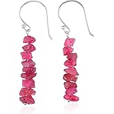 Natural Raw Red Spinel Earring In 925 Sterling Silver, Rough Gemstone Earring, Uncut Red Spinel, Stone Earring, Birthstone, Gift For Her