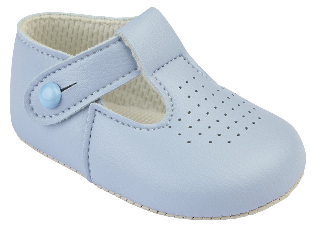 Baypods Baby Boys Traditional T bar pram Shoes Early Days 12-18 Months Sky Blue
