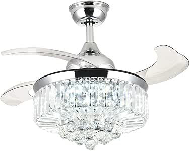 Moooni Dimmable Fandelier Crystal Ceiling Fans With Lights And