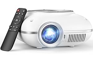 HOMPOW Mini Projector with Two -Way Bluetooth, Portable Projector for Home Theater Use, Support 1080P for Outdoor Projector/Movie Projector Compatible with HDMI, USB, Laptop, TV Stick (White)