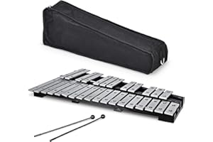 Giantex Foldable Glockenspiel Xylophone 30 Note, with Wood Base and 30 Metal Keys, 2 Mallets, Carrying Bag, Professional Gloc