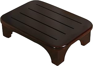 URFORESTIC Solid Wood Bed Step Stool Super Large/Bedside Steps for High Beds/Solid Wood Super Sturdy Hold Up to 500 LBS (Brown Finish)