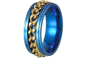 Udolfly Mens Fidget Rings Anxiety Rings for Men Women Chain Spinner Rings for Kids Teen Titanium Steel Ring