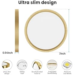libtit 7 Inch Golden Flush Mount Ceiling Light, 15W