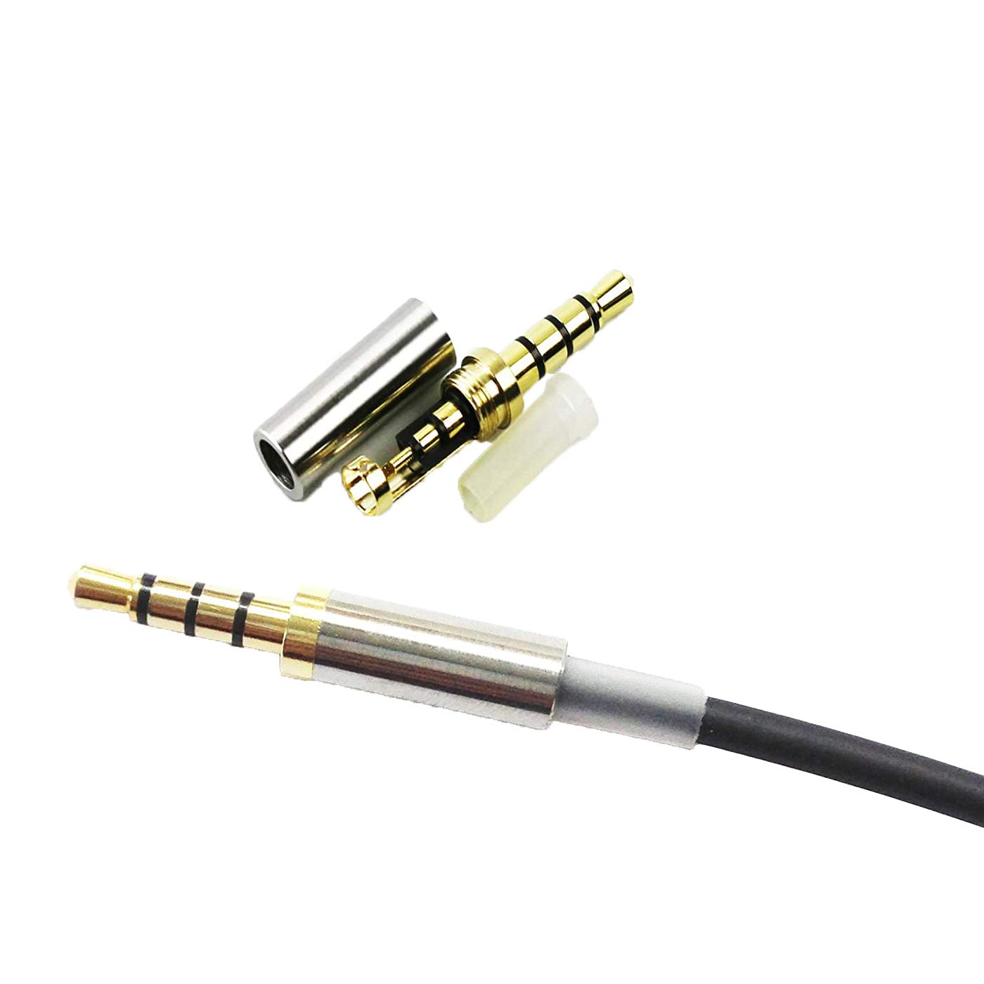 KetDirect Gold 4 Pole 3.5mm Male Repair headphone Jack Plug Metal Audio Soldering & Spring