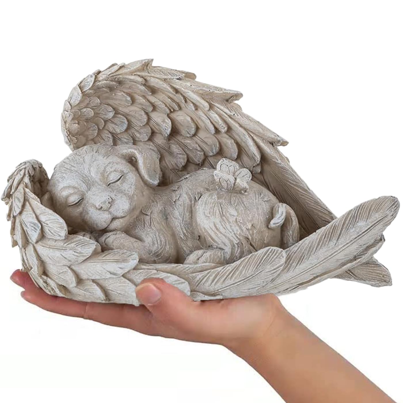 AOTOPYU Pet Memorial Stone Angel Shape Devotion Grave Ornament for Dogs Cats Resin Statue Garden Decoration to Honor a Beloved Animal (Large Dog)
