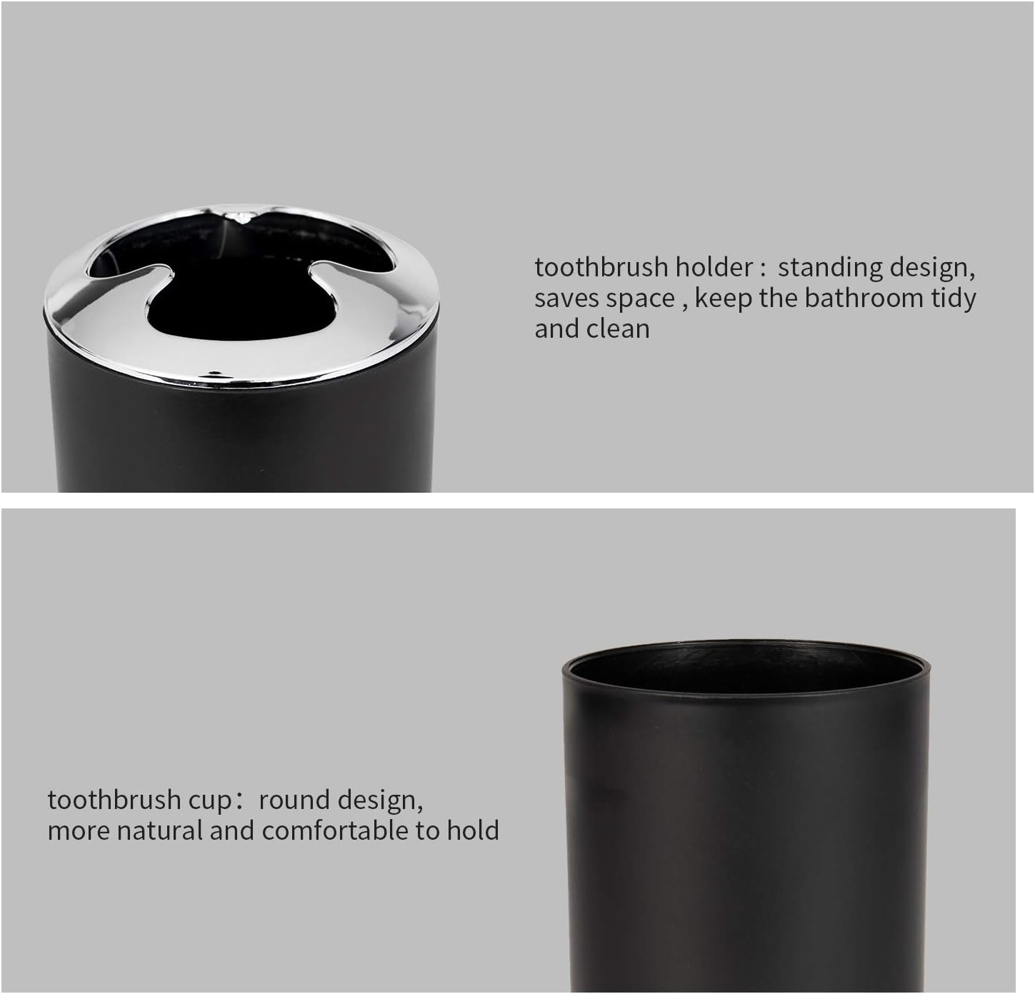 Bathroom Accessory Set 4 Pcs Plastic Bathroom Decor Toothbrush Holder Toothbrush Cup Soap Dispenser Soap Dish Farmhouse Decor Bathroom Home Decor Craft (Black): Home & Kitchen