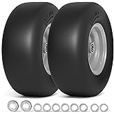 RONPOW 13x5.00-6 Flat Free Lawn Mower Tire and Wheel, 13x5x6 Solid Front Tires for Zero Turn Mower, 500Lbs Load, 3/4", 5/8" and 1/2" Bearings, 4.33"-6.73" Hub for Residential Commercial, 2Pack Gray