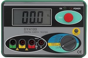 Akozon DY4100 Digital LCD Display Earth Ground Tester, Loop Measuring Meter for Electrical Equipment, Power Systems, Outdoor 