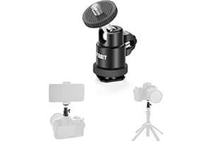 12MM Tripod Ball Head, UTEBIT 360° Rotatable Metal Mini Ball Head with 1/4" hot Shoe, BallHeads Camera Mount Adapter for Sport Camera, Pocket Light, Microphone, Loading 1.1lb(2 Pack)