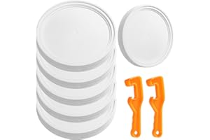 Eaasty 6 Pack 5 Gallon Plastic Bucket Lids wit with 2 Plastic Bucket Lid Opener Leak-Proof Seal Fits 3.5-7 Gal Pails for Pet Food, Paint, Industrial & Home Storage (White)