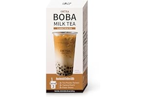 OKTEA Assam Delight Bubble Pearl Milk Tea Kit - Non-Dairy Creamer Edition - Assam Tea, Real Sugar, Preservative-Free Tapioca Balls, Includes Paper Straws - 3 Servings