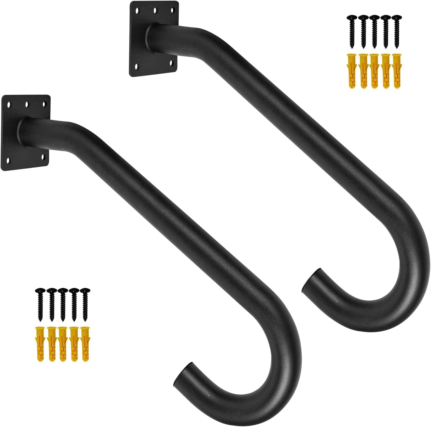 VANROUG 2 Pcs Wall Mount Handrail Stairs, 1 to 2 Steps Outdoor Stair Handrails, Wall Mounted Safety Railing for Garden, Garage, Toilet, Porch