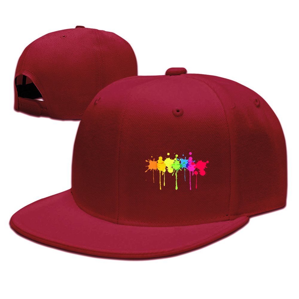 Rainbow Paint Splatter Sports Flat Caps Natural
