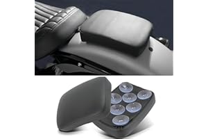 goodfitment - Motorcycle Pillion Passenger Pad Seat, Black Leather Pillion Pad w/ 8 Suction Cup Rear Passenger Seat Compatible with Harley Custom Bikes and More