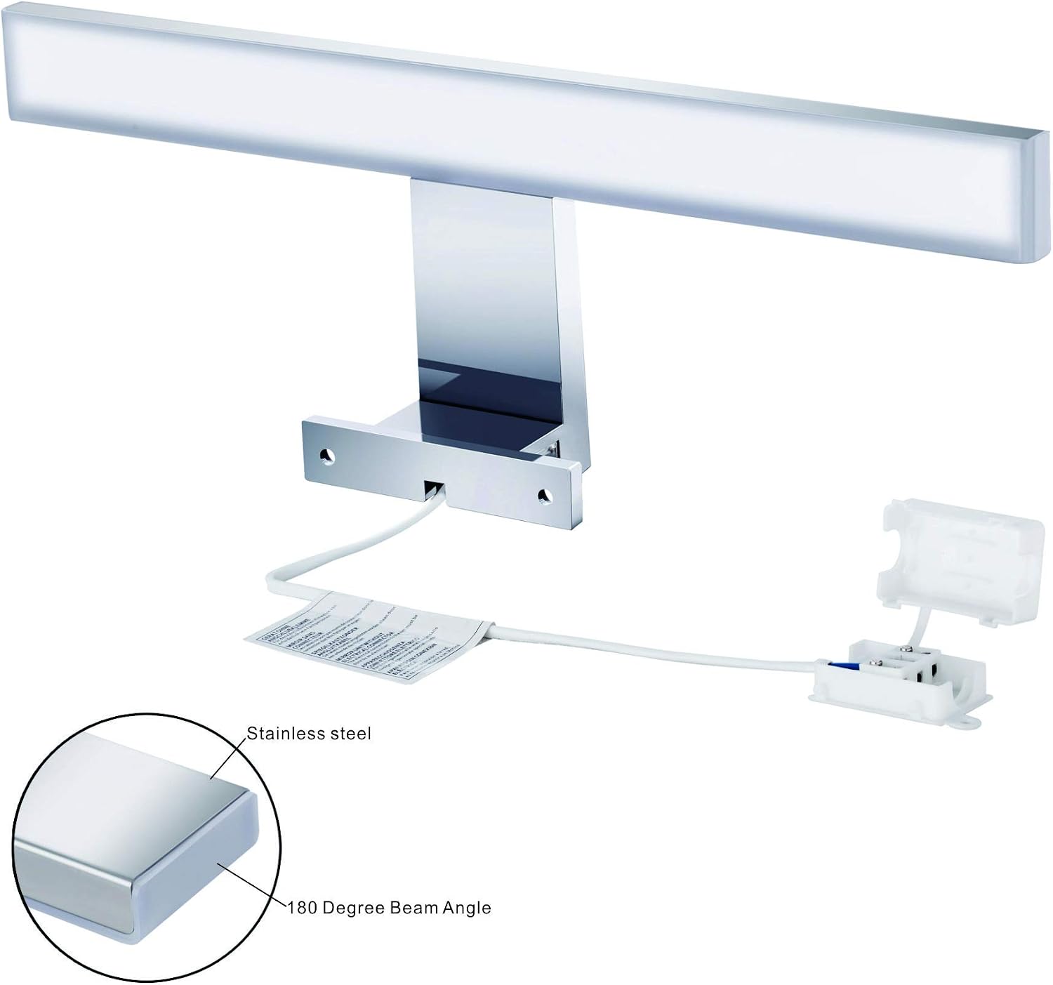 Aourow LED Mirror Bathroom Lamp 10W 820lm 40cm Neutral White 4000K, 3 in 1 IP44 230V, Nickel-Chrome Alloy Steel Cabinet Light - Image 5