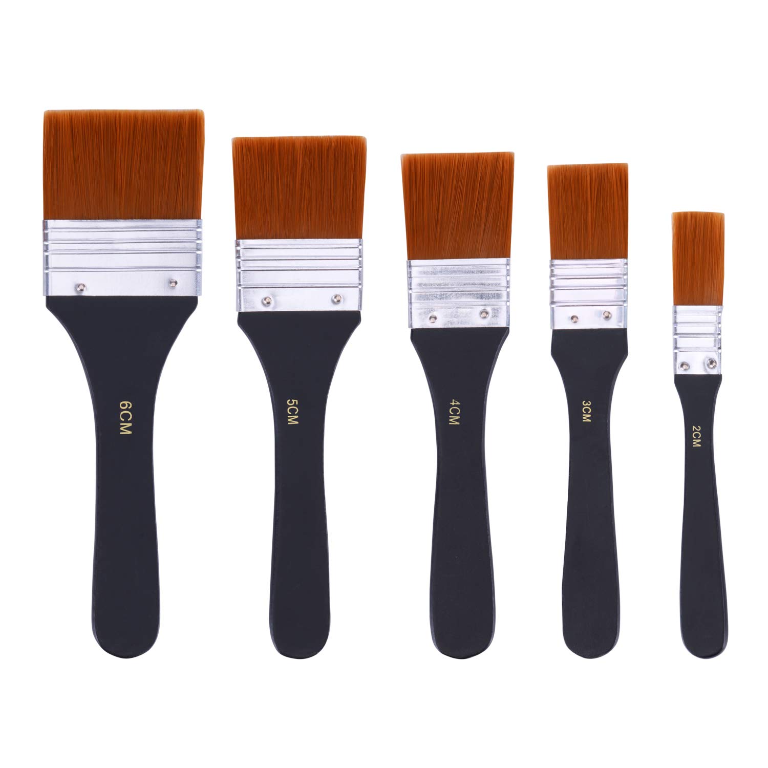 UPOOS Professional Paint Brush Set, 5-Pcs Watercolor Paint Brushes, Artist Drawing Brush for Oil Watercolor Painting Furniture Paints (2/3/4/5/6cm)