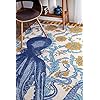 nuLOOM Printed Cotton Giant Octopus Thomas Paul Flatweave Area Rug, 5' x 8', Multi