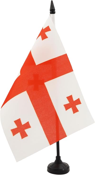 AZ FLAG Georgia Table Flag 5x8in 21x14 cm with Pole and Black Base