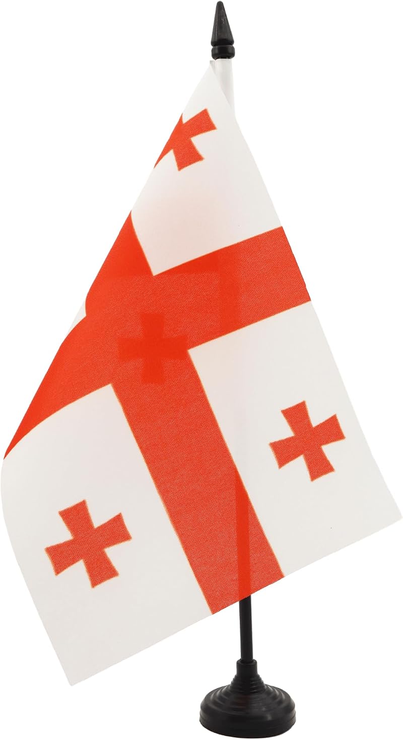 AZ FLAG Georgia Table Flag 5x8in 21x14 cm with Pole and Black Base