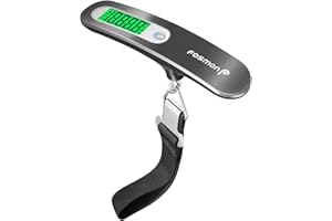 Fosmon Digital Luggage Scale, Digitial LCD Display Backlight Baggage Scale with 110lbs Capacity, Portable Stainless Steel Hanging Luggage Weight Scale with Tare Function for Travelers - Silver