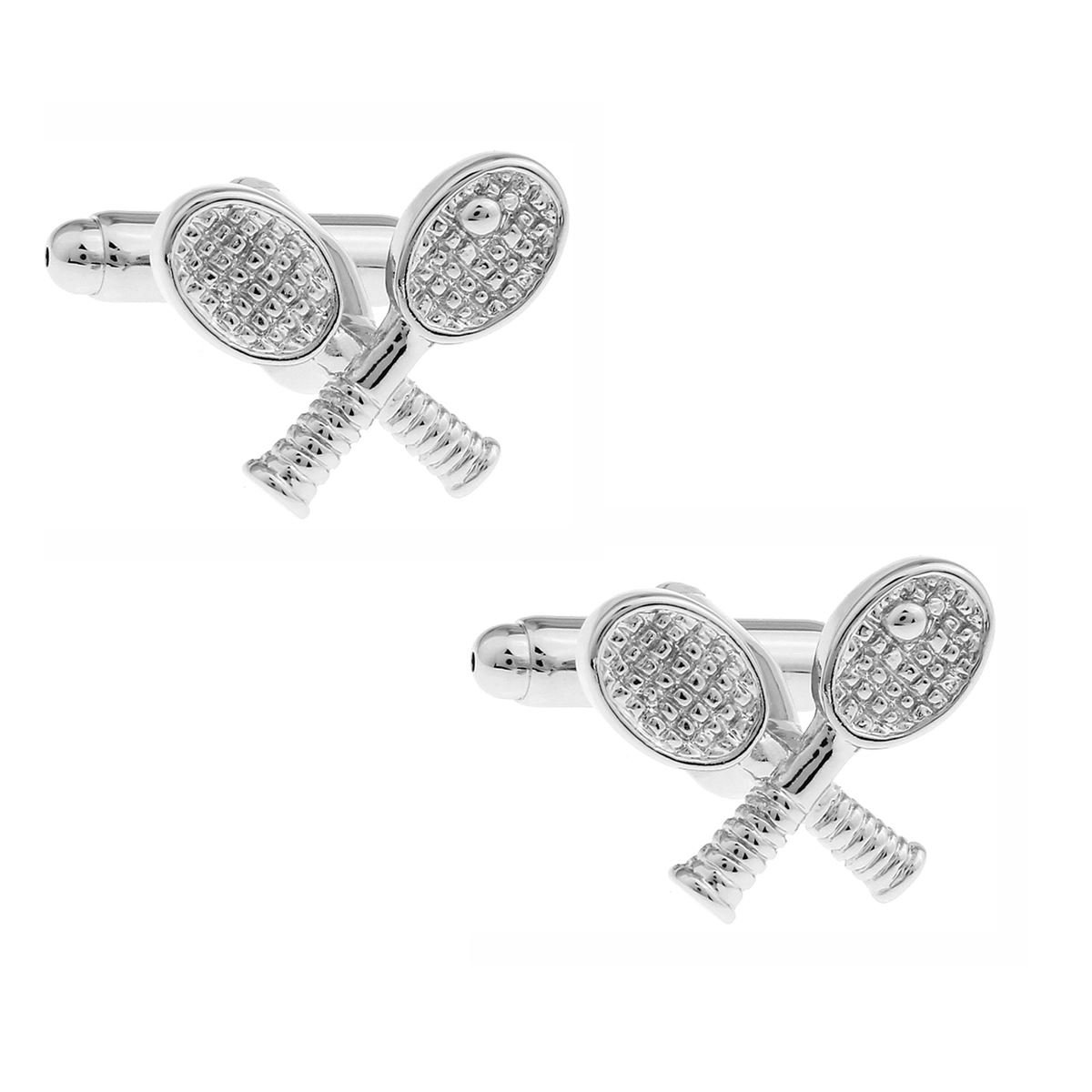 Tennis Sports Cufflinks Silver Tone Racquets & Ball Wimbledon Inspired Gift UK