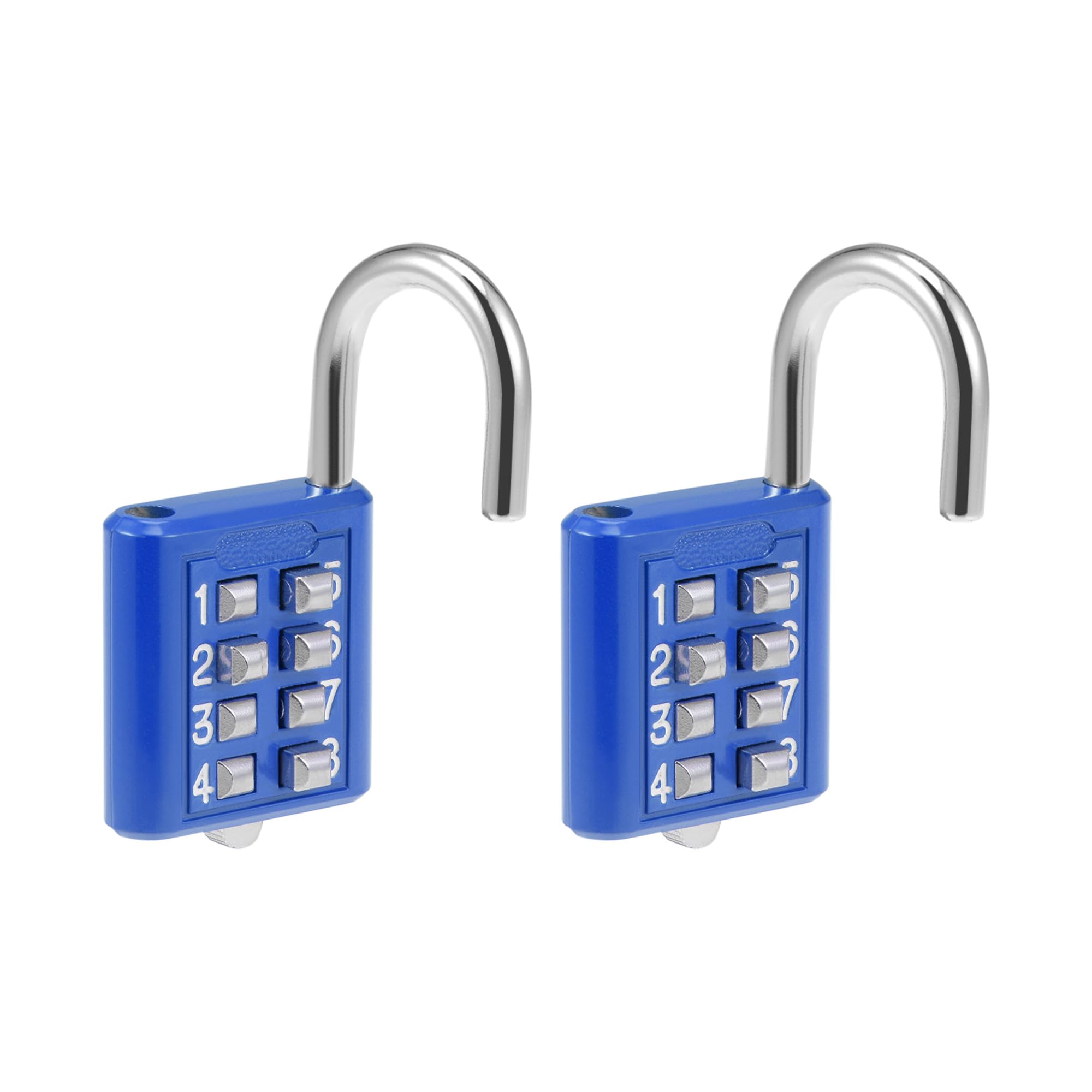 M METERXITY 2 Pack 8 Digit Combination Padlock - Zinc Alloy Indoor Outdoor Padlock, Push Button Lock, Apply to Gym Gate Sports Locker (5mm, Blue)