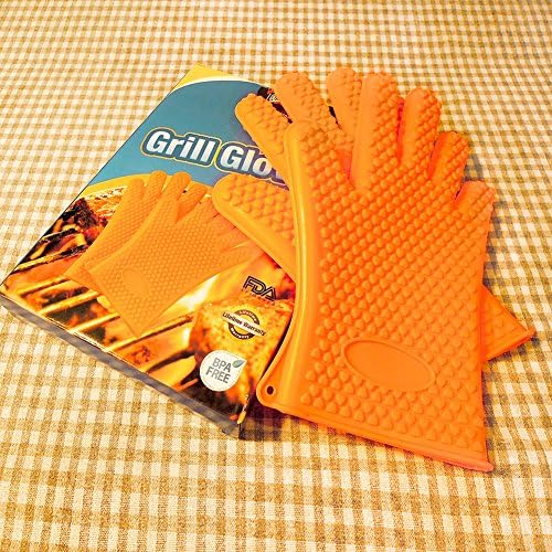 Toodala Silicone Grilling BBQ Gloves Thickened to 4mm, More Heat Resistant for Barbecue, Oven Baking, Smoking and Cooking Potholder