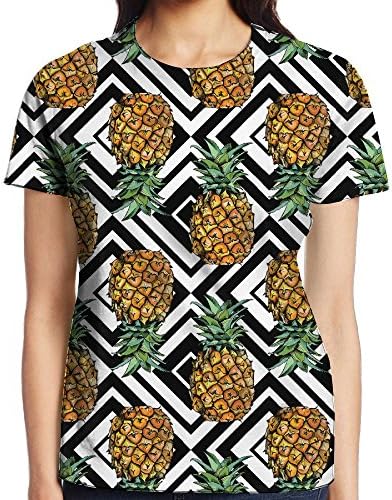 Pineapple Fruit Color Women's Casual Fashion Scoop Neck Short Sleeve Polyester T-Shirt T Shirt
