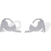 Boma Jewelry Sterling Silver Stretching Cat Stud Earrings