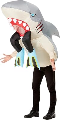 Fato insuflável de tubarão e mergulhador Smiffys, fato de Halloween de uma peça, Carnaval