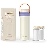 SporraMom Breastmilk Cooler, Portable Breast Milk Cooler Bottle for Outdoor, 22oz Large Capacity Travel Breastmilk Chiller with 2 Pack Baby Bottles for Breastmilk Storage, Keep Cooling 24H (Purple)